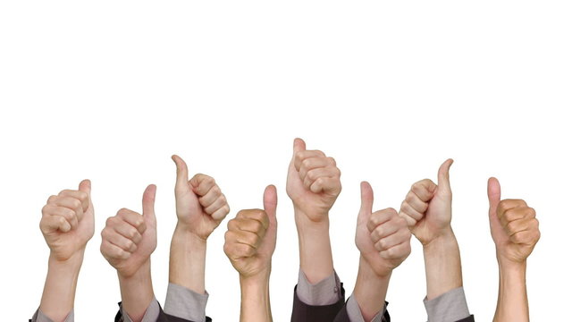 Many hands showing thumbs up