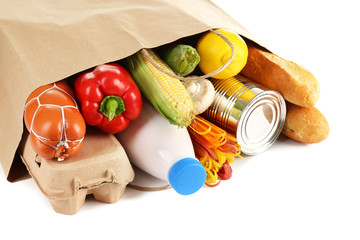 Paper bag with food close up