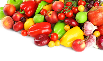 Heap of fresh fruits and vegetables  close up