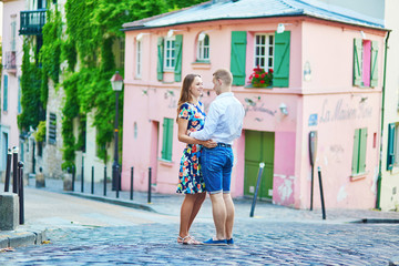 Romantic couple having a date on Montmartre