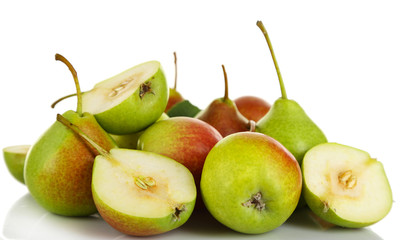 Ripe tasty pears isolated on white