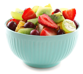 Fresh fruit salad, isolated on white