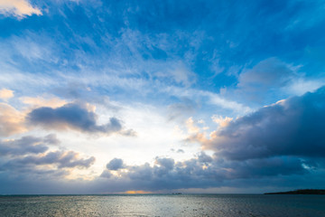 Naklejka na ściany i meble Beautiful sunset and clouds, Okinawa, Japan