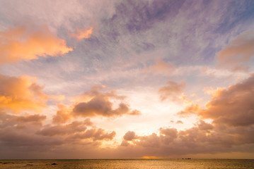 Naklejka na ściany i meble Beautiful sunset and clouds, Okinawa, Japan