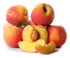Fresh peaches isolated on white