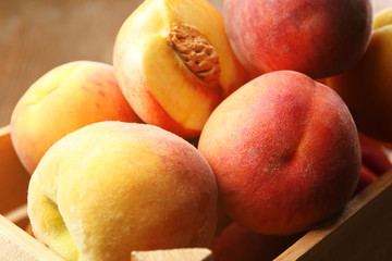 Fresh peaches, closeup