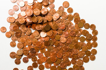 銅貨のコインの集まり タイバーツ/サタン