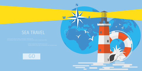 Vector flat concept of World travel and tourism. © valentinT