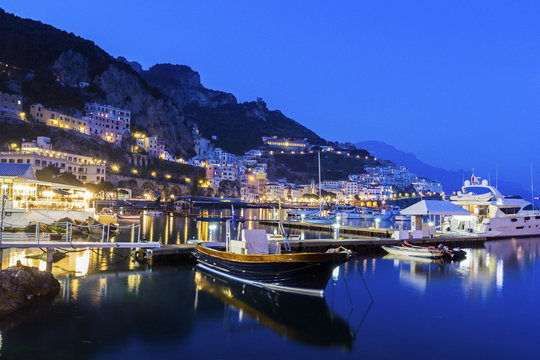 View on Amalfi in the evening, Italy