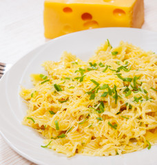 Farfalle pasta with cheese