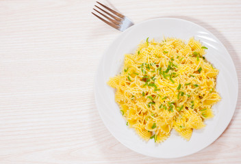 Farfalle pasta with cheese