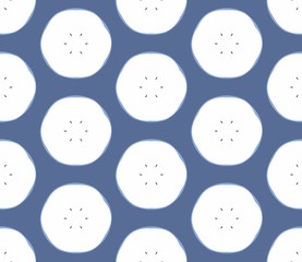 Fototapeta premium Seamless pattern with apples on the blue background. Vector