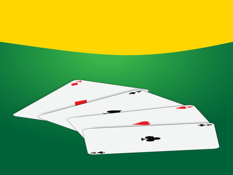 Poker cards ace on green and yellow background