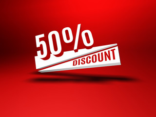 Fifty percent discount symbol.
