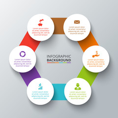 Vector hexagon with circles for infographic.