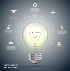 Vector light bulb with circle for infographic.