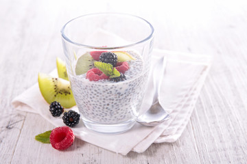 chia seed pudding with fruits