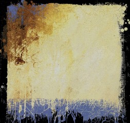 Grunge sepia and blue dripping background