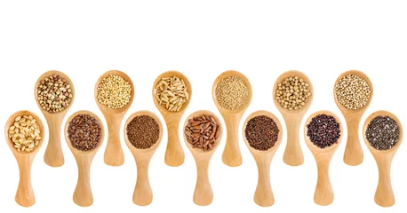 Foto op Canvas gluten free grains and seeds  - spoon abstract © MarekPhotoDesign.com