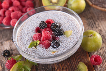 chia seed pudding with fruits