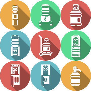 Water coolers services colored icons