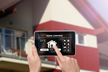 Remote home control system on a digital tablet.