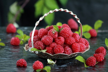 raspberries on the table