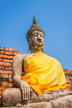 Buddha Statue Portrait Wat Yai Chai Mongkhon Ayutthaya Bangkok 