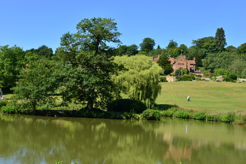 A lake at an English country estate in August,