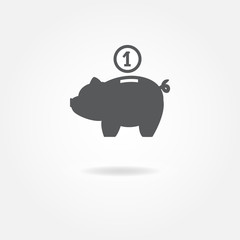 Piggy bank. Saving money icon. Vector illustration.