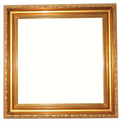 Old gold frame isolated on white