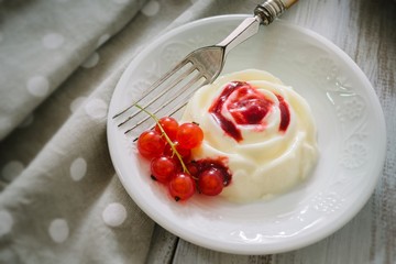 Dessert - panna cotta with berries