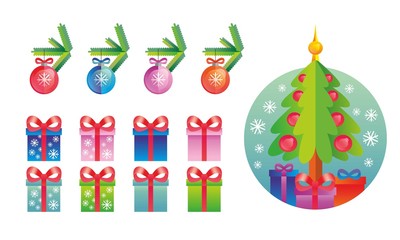 New Year and Christmas set with isons