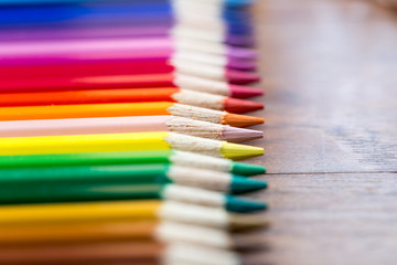 Fototapeta premium color pencils on wooden table