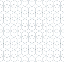Vector seamless soft white geometric cube tracery pattern