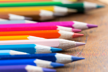 Obraz premium color pencils on wooden table