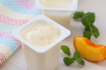 Creamy yogurt with peach