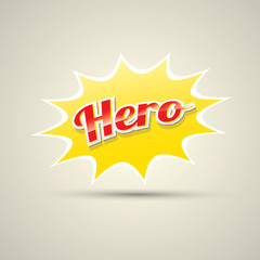 super hero label or sign.