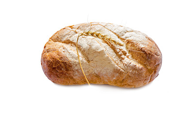 Loaf of bread with cereals isolated on white