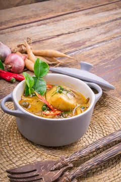 Thai food fish curry