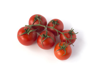 A brush of tomatoes isolated on white