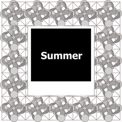 Obraz premium summer background, summer words on empty photo frame, summer holiday