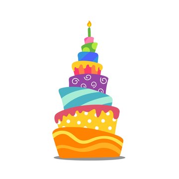 Vector Illustration of a Colorful Abstract Birthday Cake