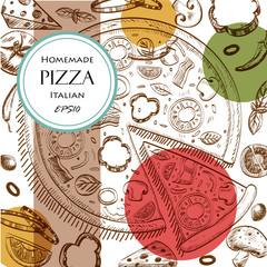 pizza food cover    drawing style template