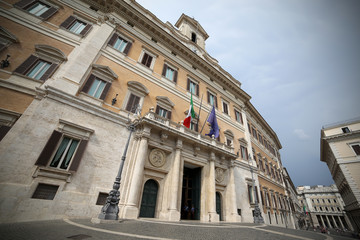 Fototapeta na wymiar Palazzo Montecitorio inf Rome: Seat of the Representative chamber of the Italian Parliament