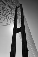 Modern bridge pylon in monochrome