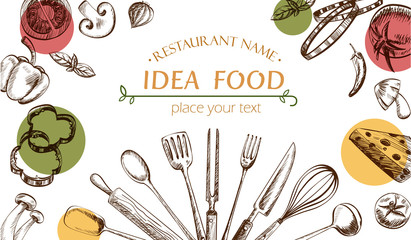 vegetable and kitchenware drawing cover web