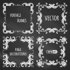 Vector set of chalk vintage frames.