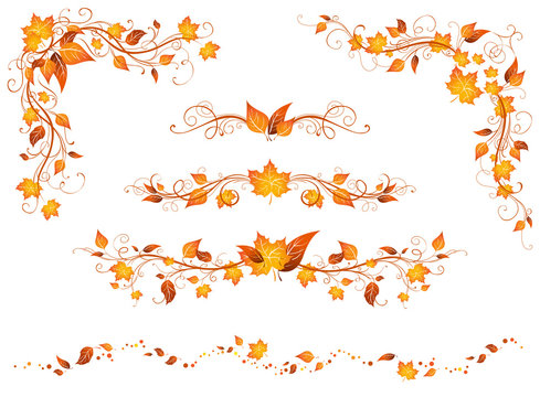 Vintage autumn page decorations and dividers.