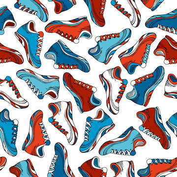 Vector seamless shoes pattern.